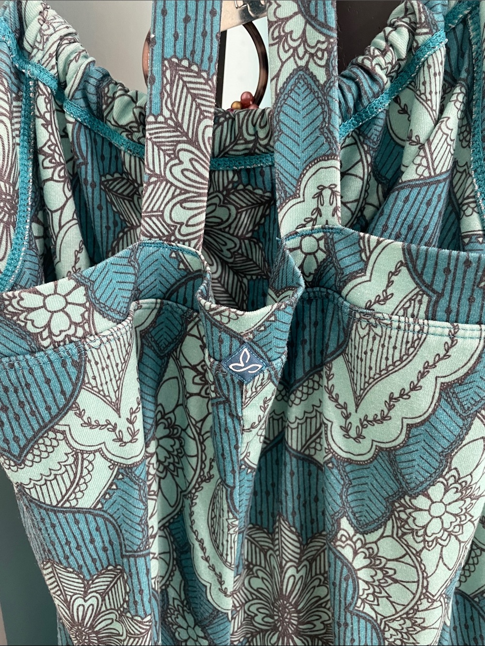 Prana Teal and Aqua Patterned Strappy Mini Dress - Picture 3 of 3